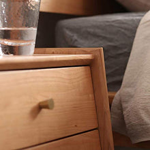 Comodino Moderno Mid Century, Comodino Laterale con 2 Cassetti Portaoggetti, Gambe in Legno Comodino Piccolo per Mobili Camera da Letto in Legno di Ciliegio 45X45X43Cm (18X18X17 Pollici)