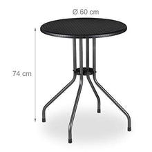 Relaxdays Tavolo Rotondo da Giardino, Aspetto Rattan, Tavolino da Balcone Bistrò Plastica e Metallo, HD: 74x60 cm, Nero