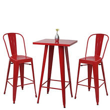 Set Tavolo con 2X sedie sgabelli da Bar HWC-A73 Metallo Rosso