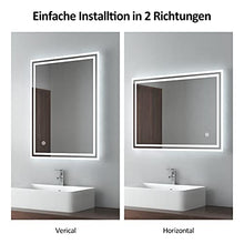 EMKE Specchio bagno LED, 90 x 70 cm, con illuminazione, luce bianca fredda, specchio da parete con interruttore touch, protezione IP44, a risparmio energetico