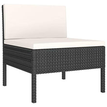 SKM Set Divani da Giardino 6 pz con Cuscini in Polyrattan Nero (38kg) Nero-6986