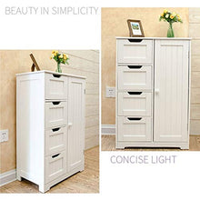 Kylinqaz Mobile da Bagno in Legno, Armadio Contenitore Laterale con 4 cassetti e 1 Armadio, Bianco