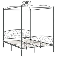 SKM Letto a Baldacchino Grigio in Metallo 160x200 cm (29.8kg)