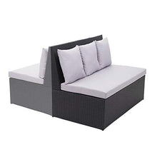 Mendler Divano sofà 2 posti da Esterno HWC-G16 polyrattan Nero Cuscino Grigio Chiaro
