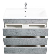 Mobile bagno a terra Via 90 grigio cemento , 3 cassetti senza maniglie