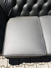 JVmoebel Chesterfield - Divano a 2 posti, in vera pelle, colore: grigio