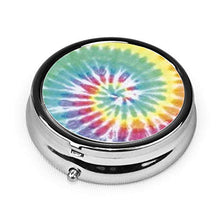 Tye Dye Art - Contenitore rotondo per pillole a 3 scomparti, in metallo, per medicina e vitamina