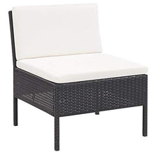 UnfadeMemory Set Divani da Giardino 5 pz con Cuscini in Polyrattan Nero