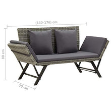 FAMIROSA Panchina da Giardino con Cuscini 176 cm in Polyrattan Grigio
