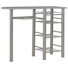 Oushome Set da Bar 3 pz con Mensole in Legno e Acciaio Grigio