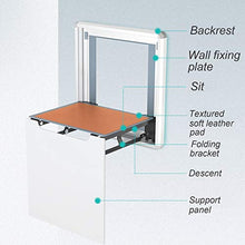 QWET Sgabello Pieghevole da Parete per Bagno Domestico, Sedia Salvaspazio in Lega di Alluminio, Adatto per Doccia, WC, Corridoio,Metallico