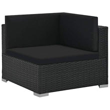 Festnight Set Divani da Giardino in Polyrattan, Set Divano Esterno con Cuscini, Set di Mobili da Giardino Nero 6 pz