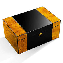 SMEJS Desktop Cigar Humidor, Cedar & Leather Cigar Box di stoccaggio Bene Seal Design con Vassoio e divisore Regolabile, Vetro igrometro e umidificatore Rettangolo