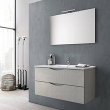 tft Mobile da Bagno Sospeso con Lavabo Specchio e Lampada a LED Marte Grigio Effetto Pietra