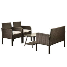 Set da patio esterno a 4 pezzi, set combinato di divano imbottito in schiuma per 4, in rattan conversazione di vimini set con sedie e tavolo, set di mobili per esterni per interni resistenti interamen