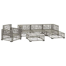 Festnight 6 pz Set Divani da Giardino con Poltrona Polyrattan Grigio,Set Divani Angolari da Giardino in Rattan,Set Divani Modulari da Giardino per Esterno in Rattan,Salotto da Giardino