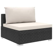 SKM Set Divani da Giardino 5 pz con Cuscini in Polyrattan Nero (43.8kg)