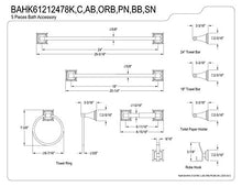 Kingston Brass BAHK61212478K Set di Accessori per Il Bagno, Nero