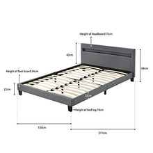 WYLZLIY-Home Struttura Letto Rete del Letto Bed Frames Bed Ecel Leather Bed Frames Classic Element Design LED Illuminazione Offre Una qualità Ideale del Sonno.