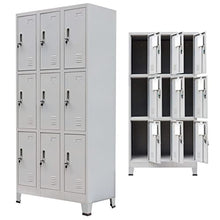 Armadio con 9 Armadietti in Acciaio, con Asta Appendiabiti, 90x45x180 cm, Grigio