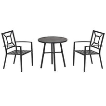 Set Tavolino e 2 Sedie da Giardino in Acciaio Nero