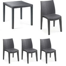 Tomaino Set 4 sedie e 1 Tavolo in plastica Simil Rattan