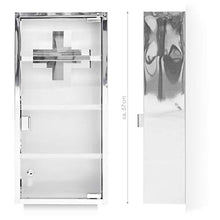 Relaxdays Armadietto per Medicinali con 2 Chiavi, Porta di Vetro, in Acciaio Inossidabile, 57 x 27 x 12 cm, Argentato, Argento