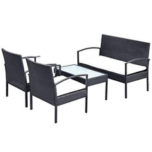 FAMIROSA Set Divani da Giardino 4 pz con Cuscini in Polyrattan Nero-2673