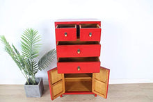 Yajutang Credenza cinese con 4 cassetti, 2 ante, colore: rosso