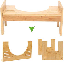 AIMAIBUMAI Sgabello da bagno pieghevole in bambù, altezza regolabile 45 x 25 x 22,5 cm