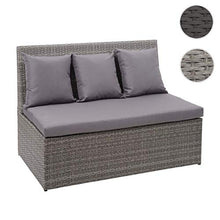 Mendler Divano sofà 2 posti da Esterno HWC-G16 polyrattan Grigio Cuscino Grigio Scuro