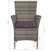 SKM Set da Pranzo da Giardino 9 pz con Cuscini in Polyrattan Grigio (87.5kg)