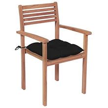 vidaXL Sedie da Giardino 4 pz con Cuscini Neri in Massello di Teak