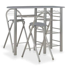 Oushome Set da Bar 3 pz con Mensole in Legno e Acciaio Grigio