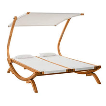 Outsunny Sdraio da Giardino 2 Posti con Schienale Reclinabile 3 Livelli, Tetto e Cuscini, 210x155x175cm Beige