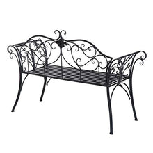 miozzi Panchina da Giardino 2 Posti in Metallo Nera 133x51.5x90 cm