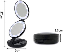 Trucco specchio con luci LED illuminato compatto da viaggio trucco dello specchio, 1X / 5X ingrandimento specchio della tasca Double Sided compatto specchio Viaggi & Specchio con AngleHeight design re