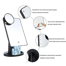 willkey Specchio Trucco da Tavolo con Luce Led e Ingrandimento 10x Specchio Cosmetico Nero Ricaricabile USB Specchio da Tavolo Girevole 180° con Vassoio (nero)