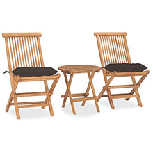 vidaXL Set da Pranzo Giardino Pieghevole 3 pz Cuscino Massello di Teak