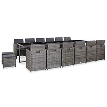 SKM Set da Pranzo da Giardino 17 pz e Cuscini Polyrattan Antracite (167.9kg) Grigio-6430