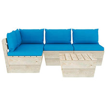 FAMIROSA Set Divani da Giardino su Pallet 5 pz con Cuscini Legno Abete-3484