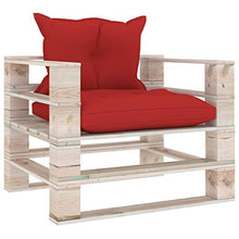 vidaXL Divano da Giardino in Pallet con Cuscini Rossi in Legno di Pino