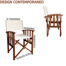 PiuShopping Set Sedie da Regista Pieghevoli in Legno da Esterno per Giardino, Ecru, Poltrone Richiudibili con Braccioli - 55x51x84h