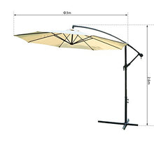 Outsunny Ombrellone Decentrato Parasole Protezione UV Giardino Poliestere e Alluminio Diametro: 3m Beige