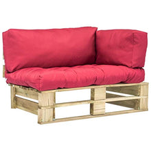 vidaXL Legno di Pino Divano da Giardino su Pallet Cuscini Rossi Ottomana Sofa