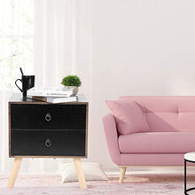 AYNEFY - Comodino vintage nero con cassetto