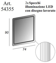 Mobile bagno sospeso moderno Bellagio sospeso grafite, misura cm 175, con specchio a led, top e lavabo