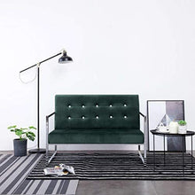 Tidyard Divano a 2 Posti Moderno Rivestito in Stoffa, Divano Letto Gonfiabile, Divano a 2 Posti con Braccioli Verde Scuro Cromato e Velluto - Arredi Casa