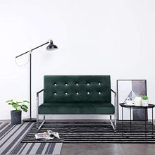 vidaXL Divano a 2 Posti con Braccioli Design Originale Moderno Elegante Robusto Confortevole Durevole Sicuro Velluto Sofà Canapè Verde Scuro Cromato