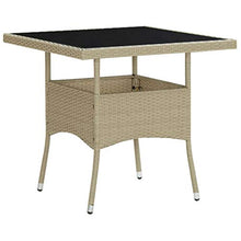 FAMIROSA Tavolo da Pranzo da Giardino Beige in Polyrattan e Vetro
